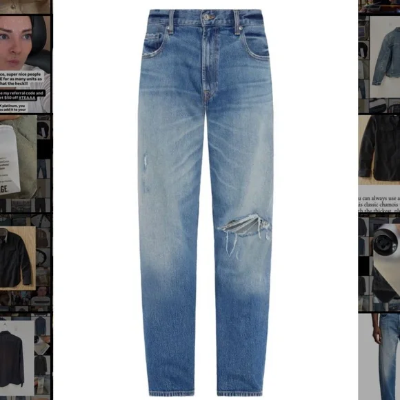 7 For All Mankind Mid-Wash Distressed Relaxed-Fit Jeans in Size 32 - Picture 6 of 9